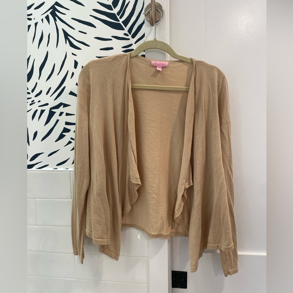 Lilly Pulitzer Open Cardigan Size Small Gold Shimmer